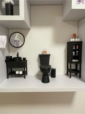 Black Miniature 1:12 Dollhouse Scale Bathroom Furniture